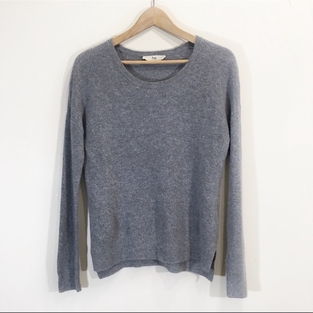 TNA // “Penny” waffle knit crewneck alpaca wool blend sweater